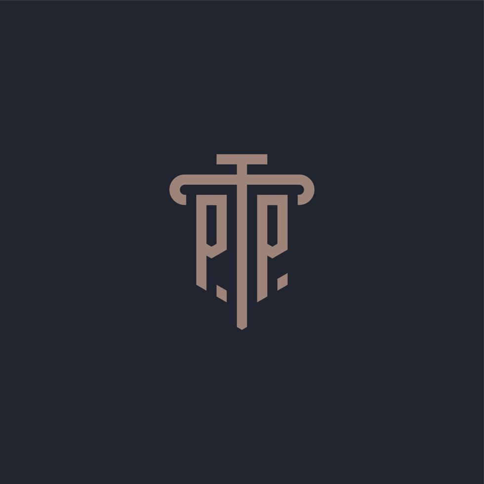 pp eerste logo monogram met pilaar pictogram ontwerp vector
