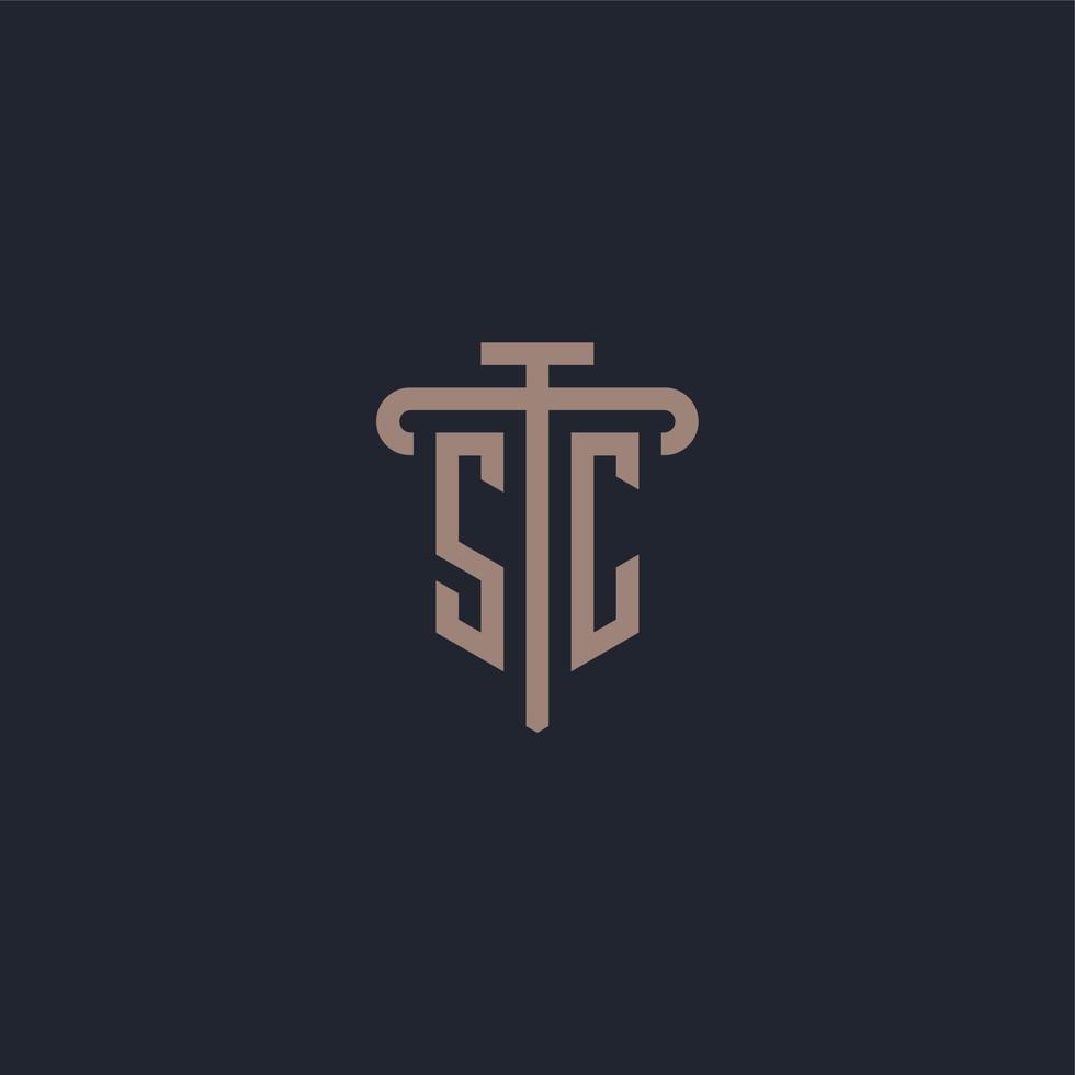 sc eerste logo monogram met pijler pictogram ontwerp vector