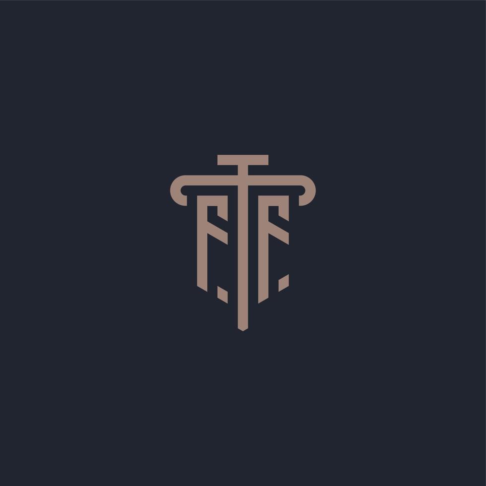 ff eerste logo monogram met pilaar pictogram ontwerp vector