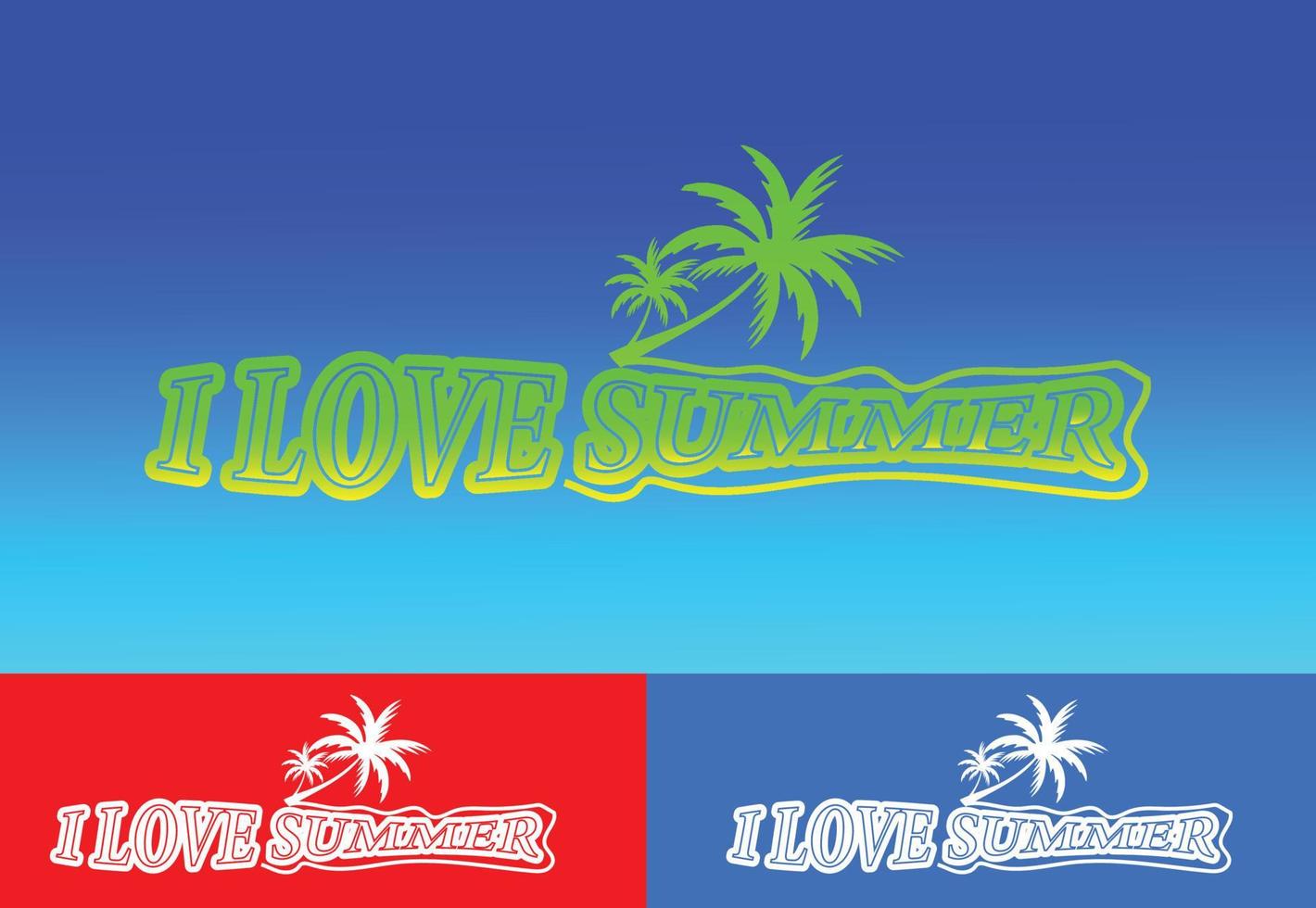 ik hou van zomer brief t-shirt, sticker en logo ontwerpsjabloon vector