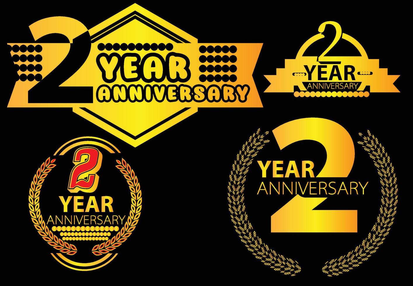 2 jaar verjaardagslogo, sticker, pictogram en t-shirt ontwerpsjabloon vector
