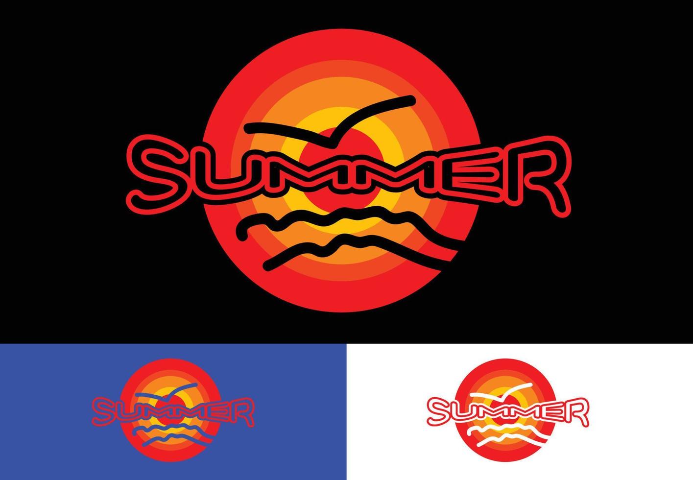 zomer brief logo, t-shirt en sticker ontwerpsjabloon vector