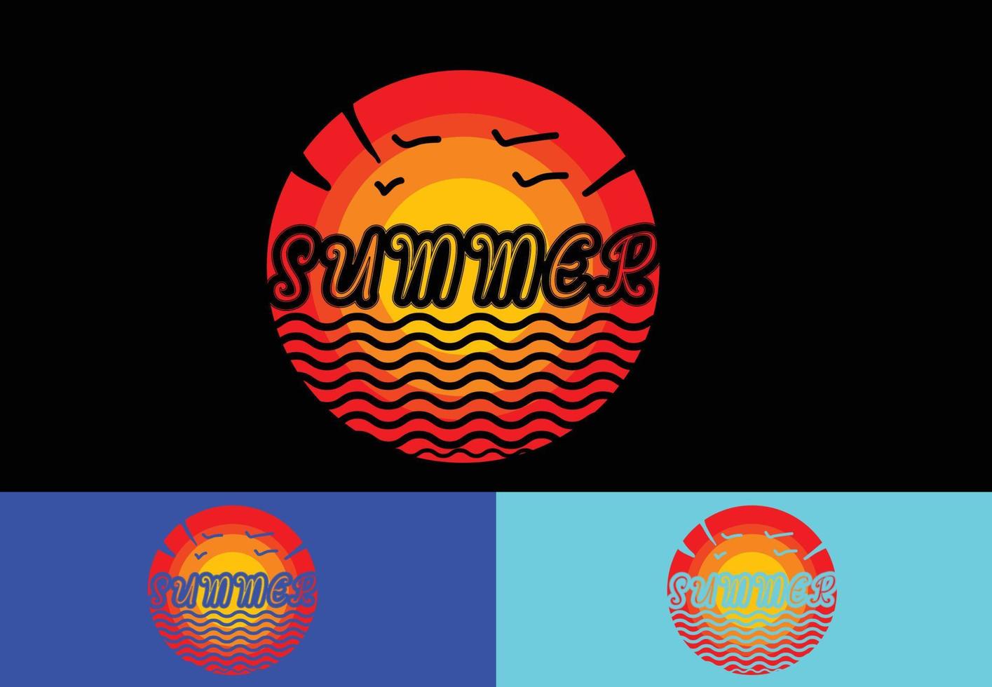 zomer brief logo, t-shirt en sticker ontwerpsjabloon vector