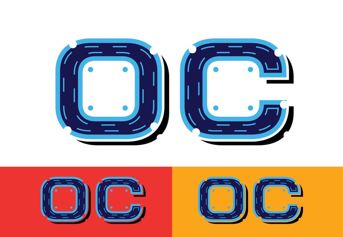 oc letter logo, t-shirt en sticker ontwerpsjabloon vector