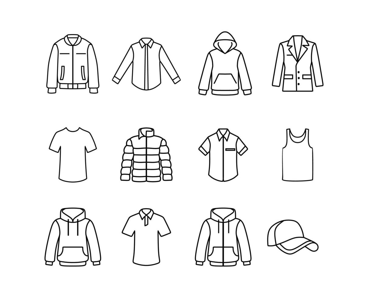 man kleren icon set vector