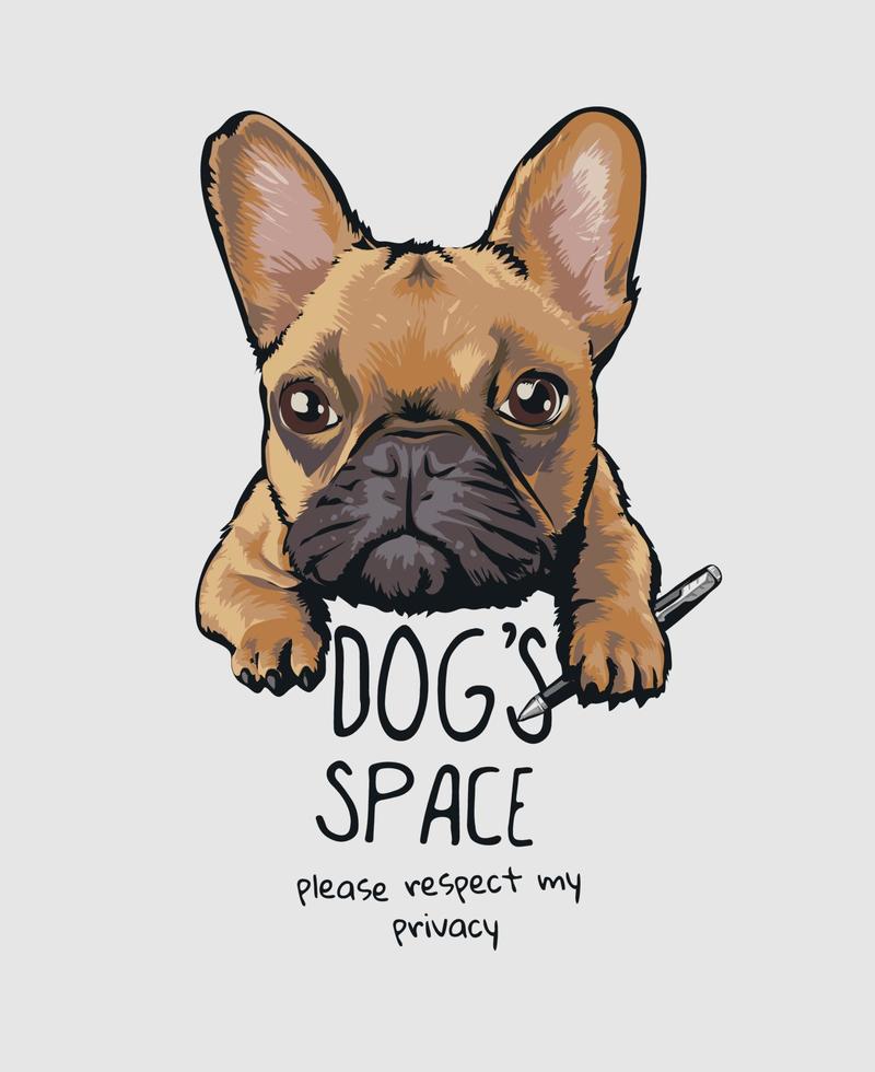 grappige cartoon hond met pen en slogan illustratie vector