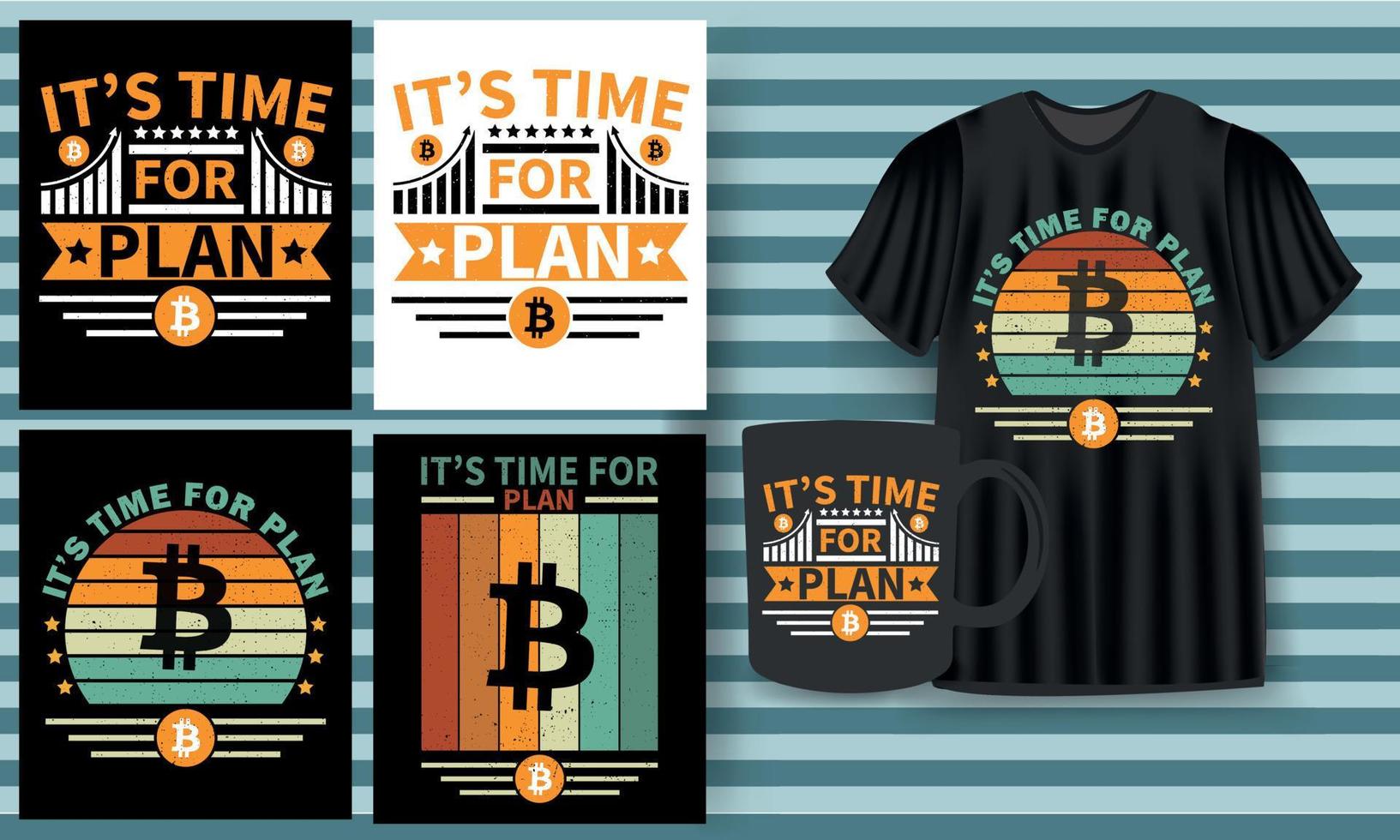 het is tijd voor plan b typografie retro t-shirt ontwerpset vector