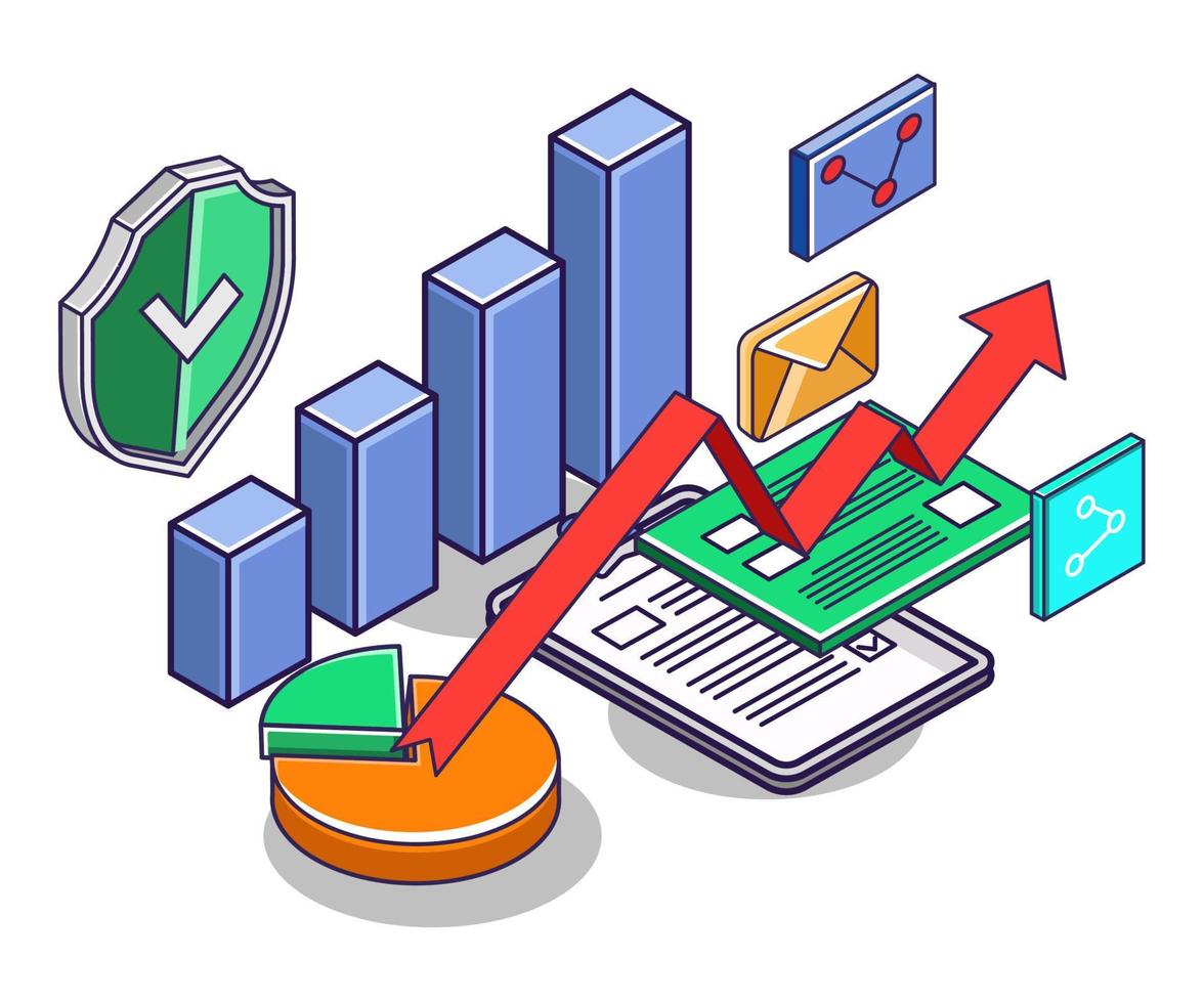 investering bedrijfsanalyse gegevens illustratie concept vector