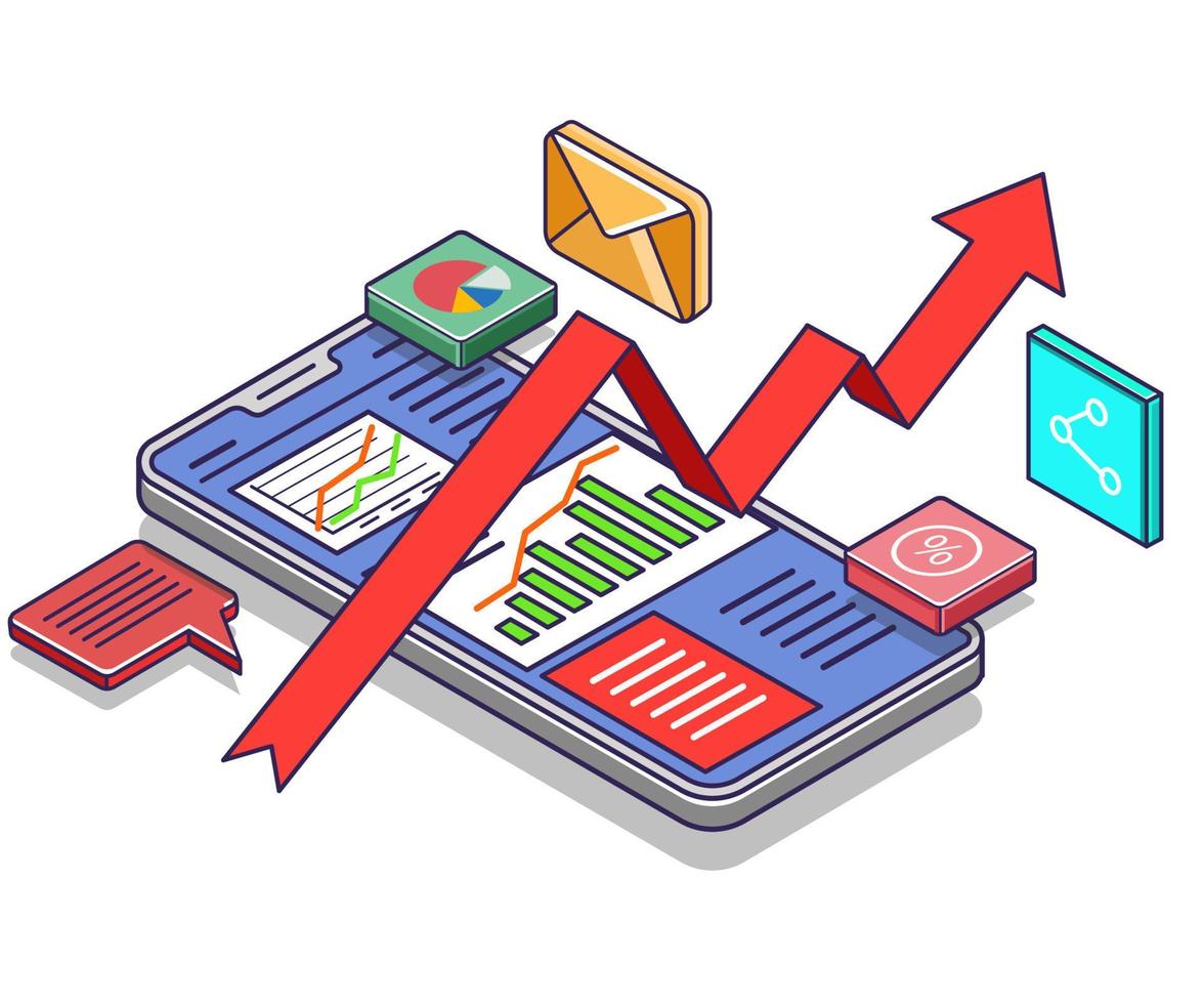 analyse van succesvolle investeringsactiviteiten op smartphone vector