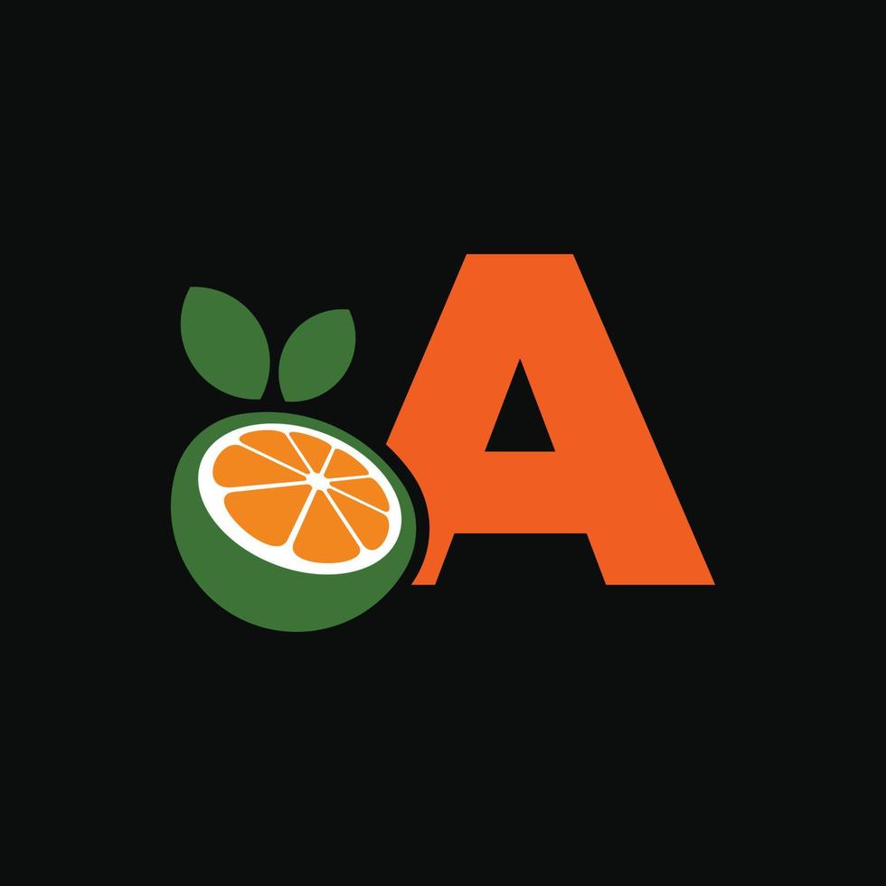 alfabet oranje een logo vector