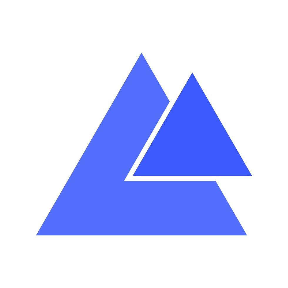 twee driehoeken plat veelkleurig pictogram vector