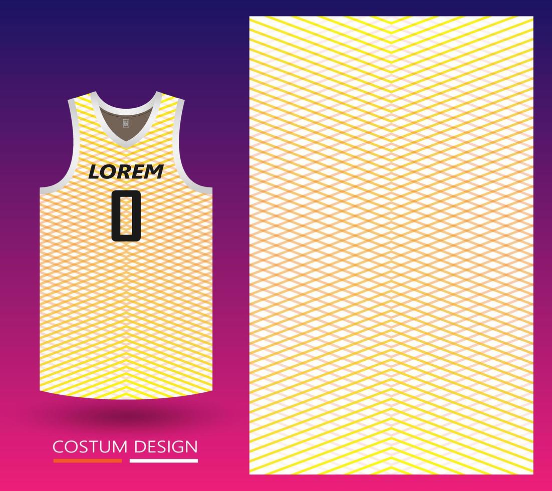 basketbal jersey patroon ontwerpsjabloon. witte abstracte achtergrond met gele gradiënt netto patroon voor stof patroon. basketbal-, hardloop-, voetbal- en trainingsshirts. vector illustratie