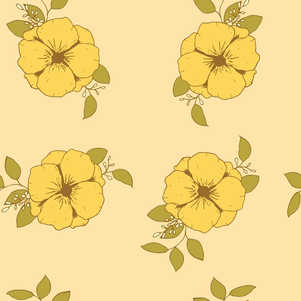 modern wilde bloemen naadloos patroonontwerp. naadloze patroon met Lentebloemen en bladeren. handgetekende achtergrond. bloemmotief voor inpakpapier of stof. botanische tegel. vector