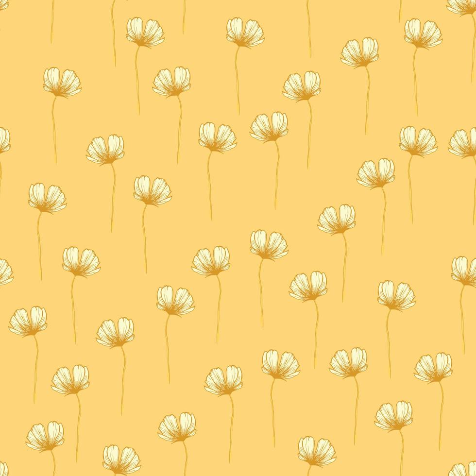 modern wilde bloemen naadloos patroonontwerp. naadloze patroon met Lentebloemen en bladeren. handgetekende achtergrond. bloemmotief voor inpakpapier of stof. botanische tegel. vector