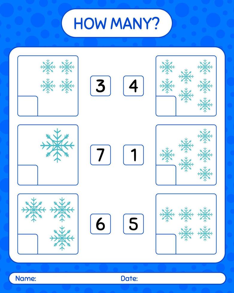 hoeveel tellen spel met sneeuwpop. werkblad voor kleuters, activiteitenblad voor kinderen vector