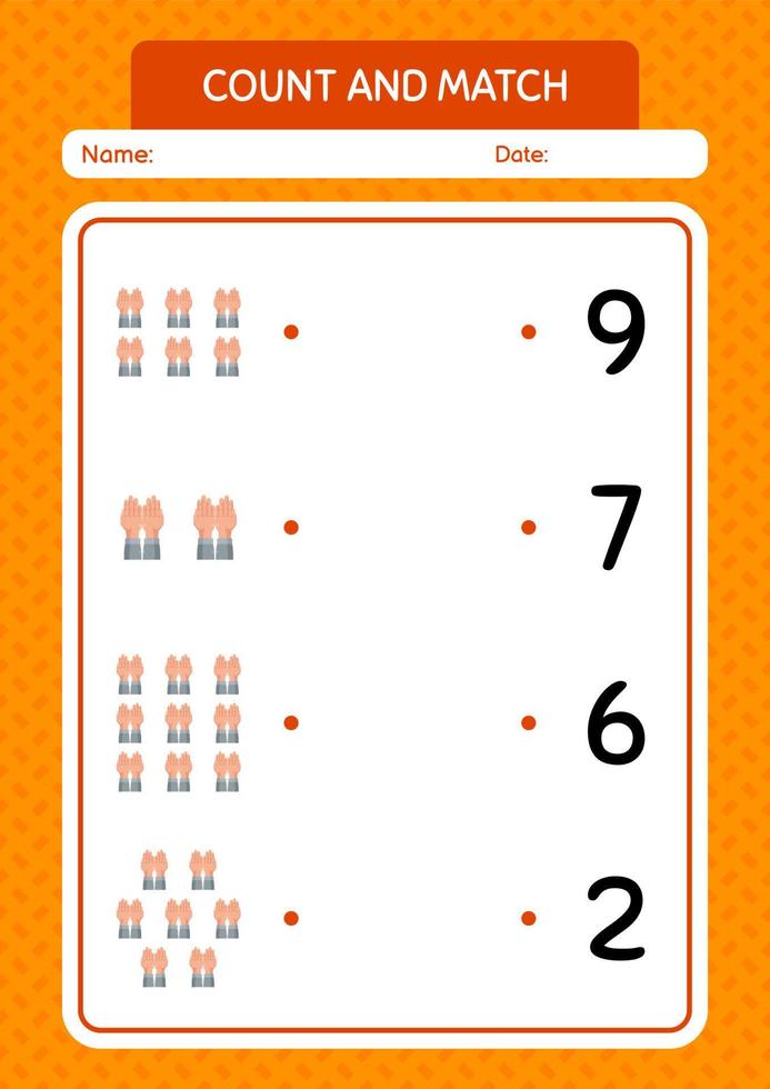 tel en match spel met bidden. werkblad voor kleuters, activiteitenblad voor kinderen vector