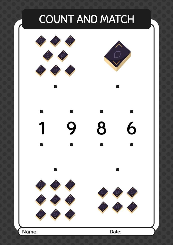 tel en match spel met koran. werkblad voor kleuters, activiteitenblad voor kinderen vector