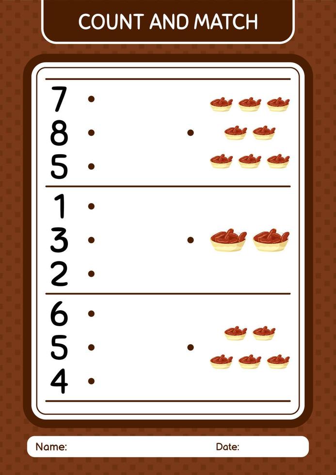 tel en match spel met kom met dadels. werkblad voor kleuters, activiteitenblad voor kinderen vector