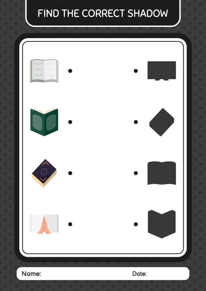 vind het juiste schaduwspel met het ramadan-pictogram. werkblad voor kleuters, activiteitenblad voor kinderen vector