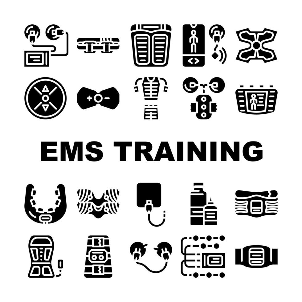 ems trainingsapparaat collectie iconen set vector
