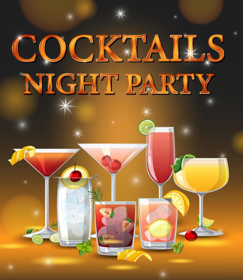 cocktails nacht feest banner vector