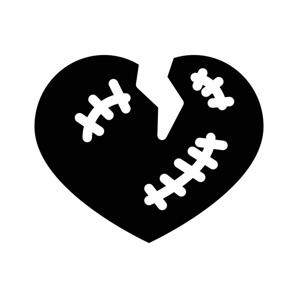 gebroken hart glyph pictogram vectorillustratie geïsoleerd vector