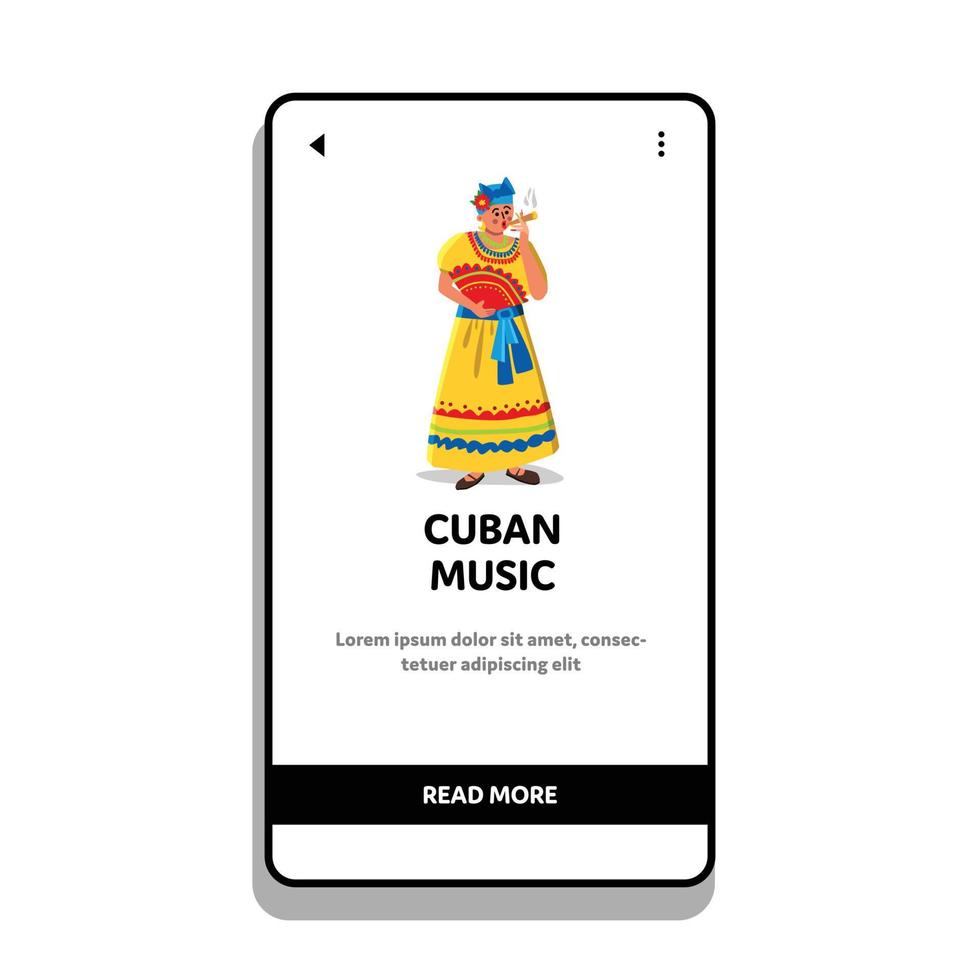 Cubaanse muziek luisteren en roken sigaar vrouw vector