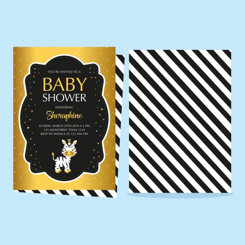 babyshowerkaart met schattige zebra vector