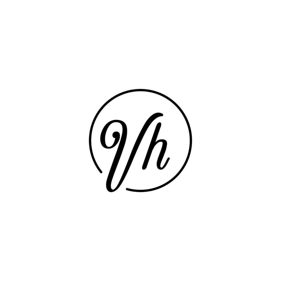 vh circle initiële logo beste voor schoonheid en mode in vet vrouwelijk concept vector