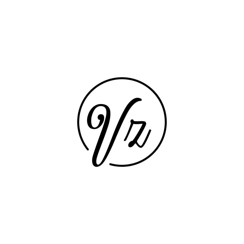 vz cirkel eerste logo beste voor schoonheid en mode in vet vrouwelijk concept vector