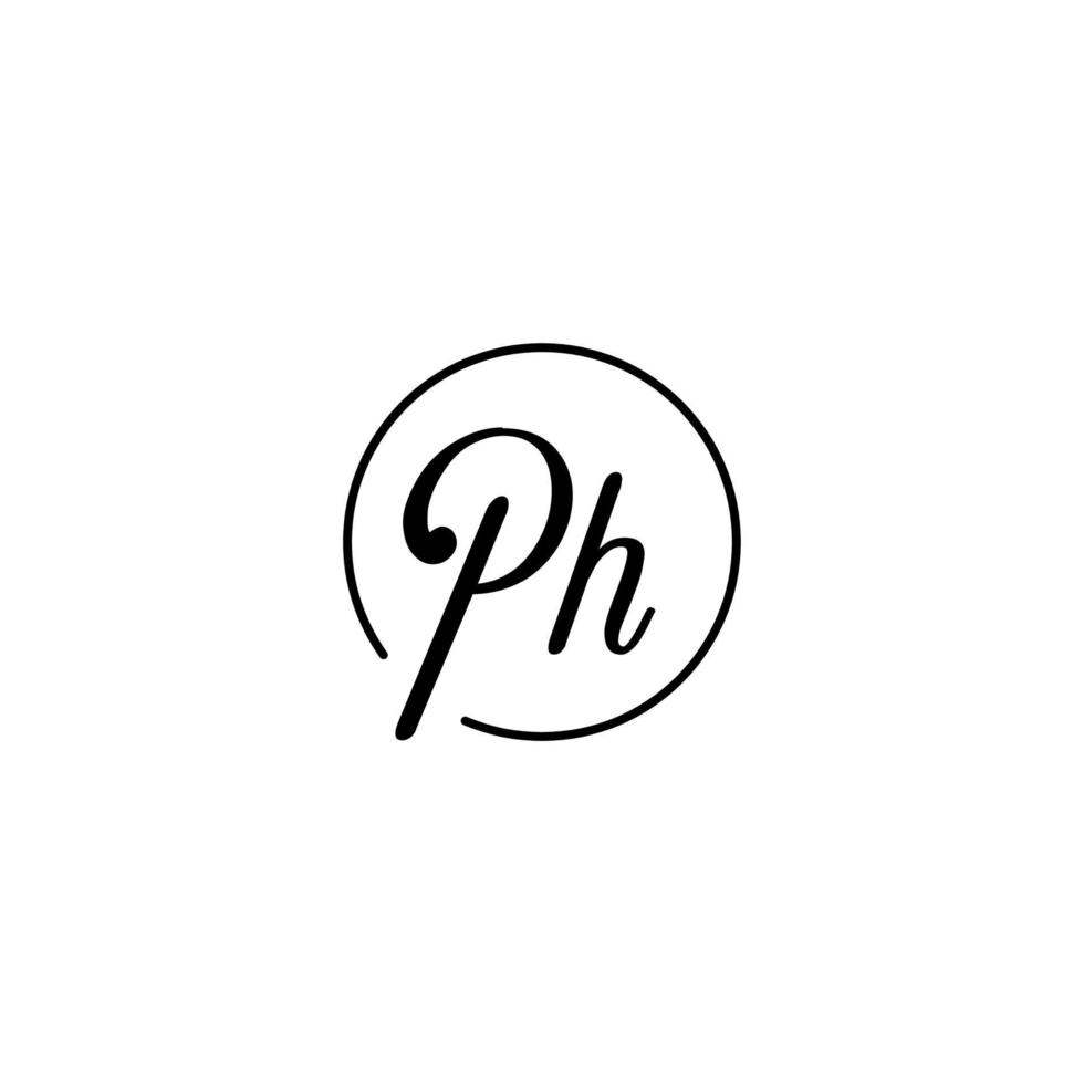 ph circle initiële logo het beste voor schoonheid en mode in een gedurfd vrouwelijk concept vector