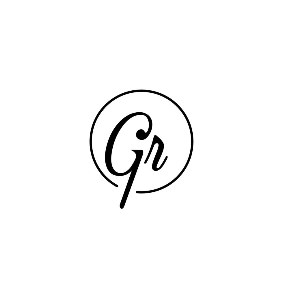 gr cirkel eerste logo het beste voor schoonheid en mode in een gedurfd vrouwelijk concept vector