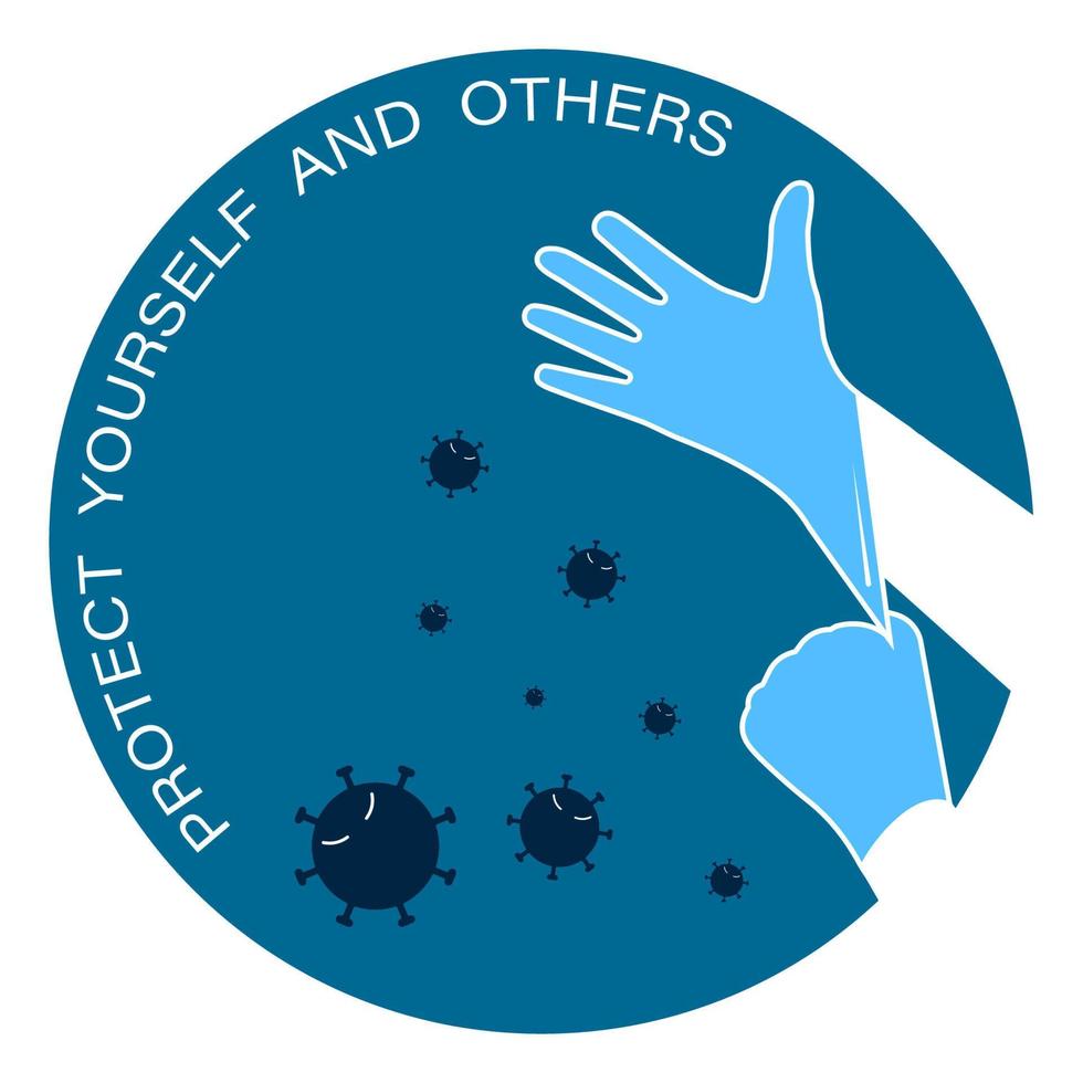 gekleurd pictogram, logo. rubberen handschoenen worden op de handen gedragen ter bescherming tegen virussen en bacteriën. jezelf en anderen beschermen. geïsoleerde vector
