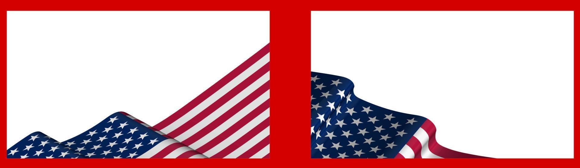 achtergrond, sjabloon voor feestelijk ontwerp. Amerikaanse vlag wappert in de wind. realistische vector op witte achtergrond