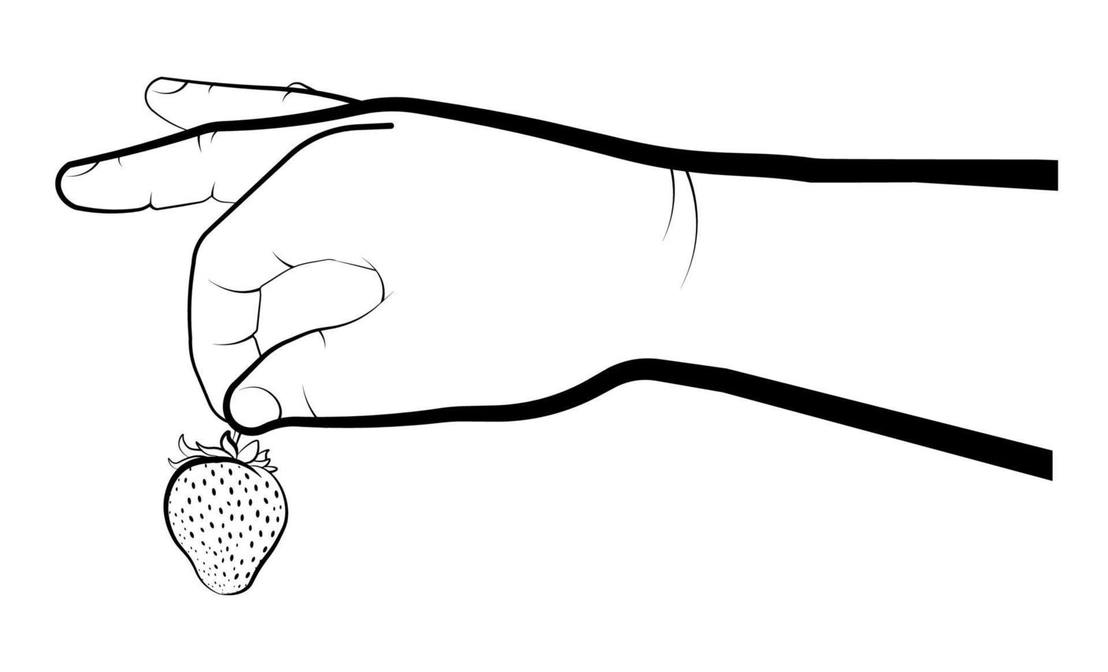 mans hand houdt een aardbei. zomerbessen, rijpe sappige vruchten. desserts koken. geïsoleerde vector op witte achtergrond