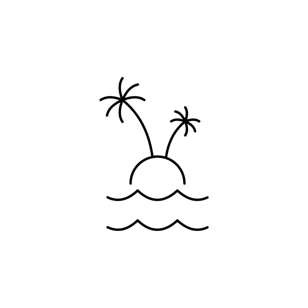 eiland, strand, reizen, zomer, zee dunne lijn pictogram vector illustratie logo sjabloon. geschikt voor vele doeleinden.