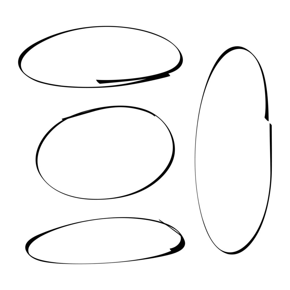 set hand getrokken cirkel lijn schets. eenvoudige lijnmarkering. handgetekende Krabbel markeer cirkels. Krabbel doodle ronde ontwerp. vector