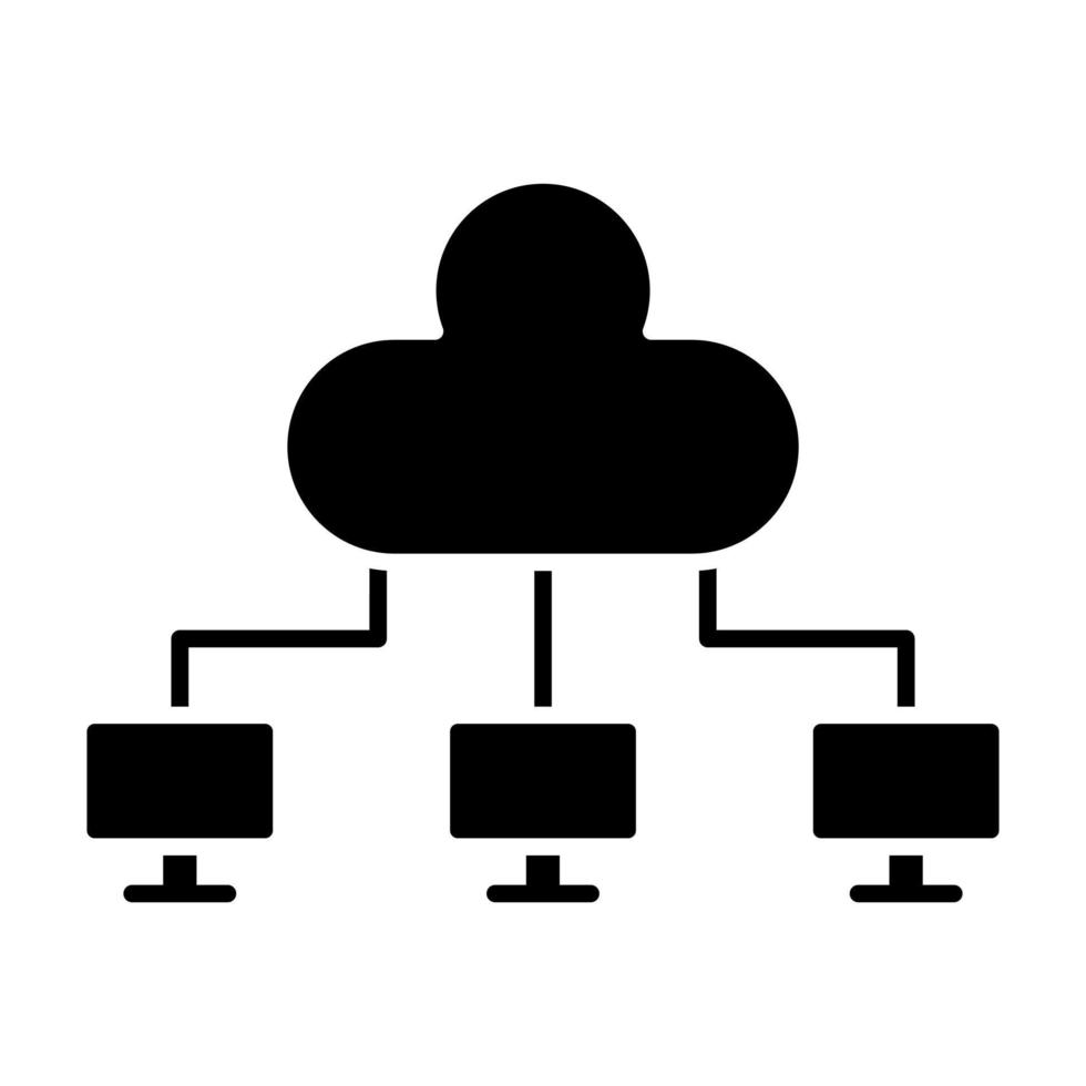 glyph-pictogram voor cloud computing vector