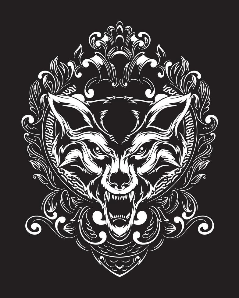 wolf artwork illustratie en t-shirt design premium vector