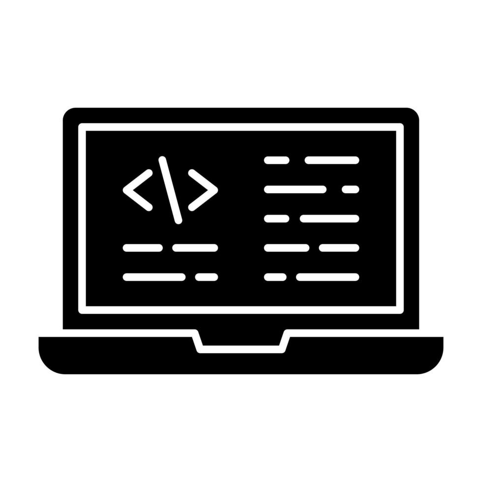 glyph-pictogram voor laptopcodering vector