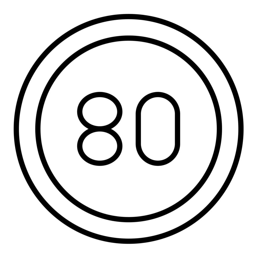 80 snelheidslimiet lijn icoon vector