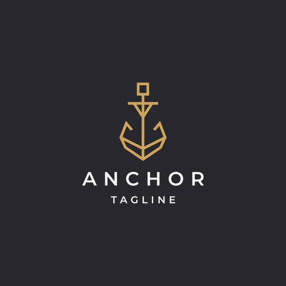 luxe anker gouden logo pictogram ontwerp sjabloon platte vector