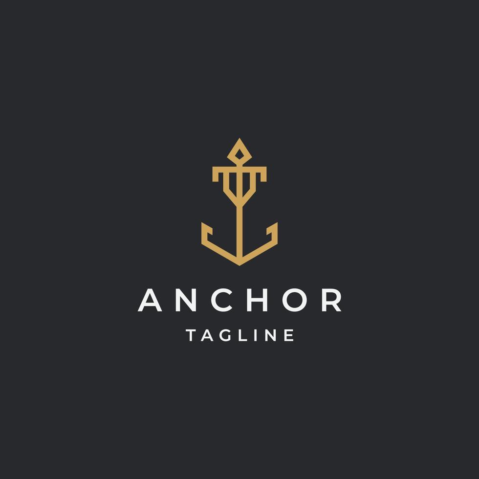 luxe anker gouden logo pictogram ontwerp sjabloon platte vector