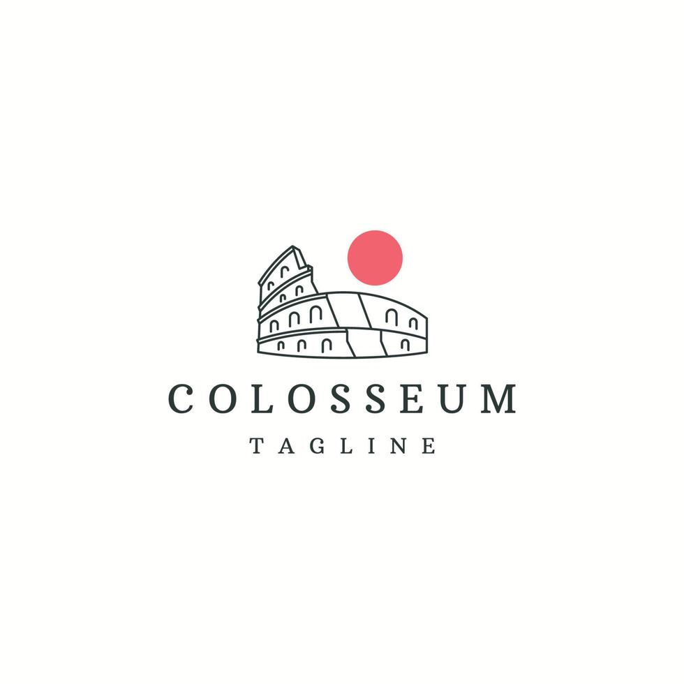 colosseum oud amfitheater rome mijlpaal logo pictogram ontwerpsjabloon platte vector