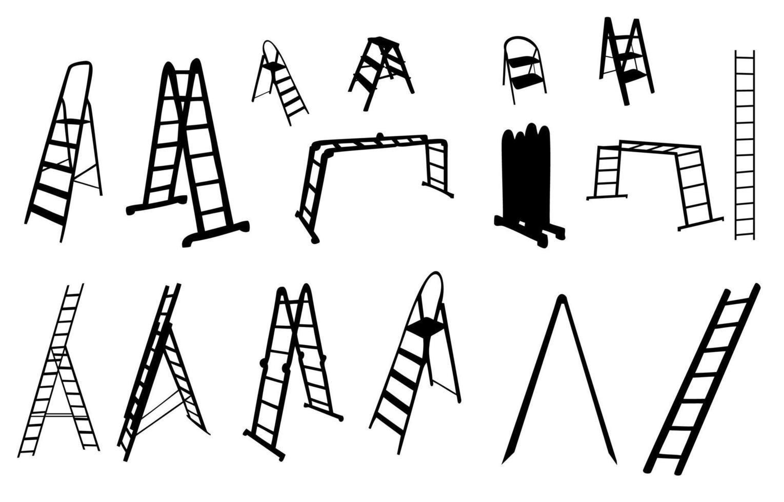 set van ladder silhouet. vectorillustratie. vector