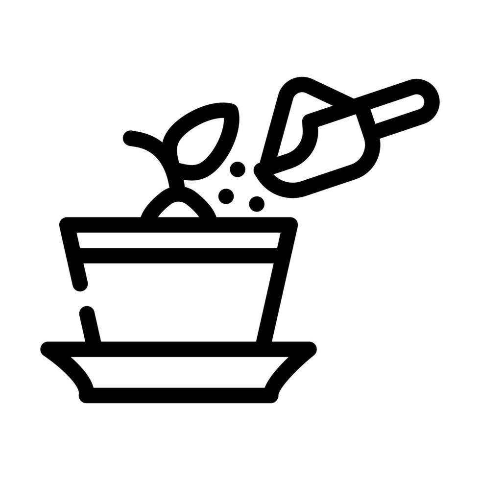 potplant met compost lijn pictogram vectorillustratie vector