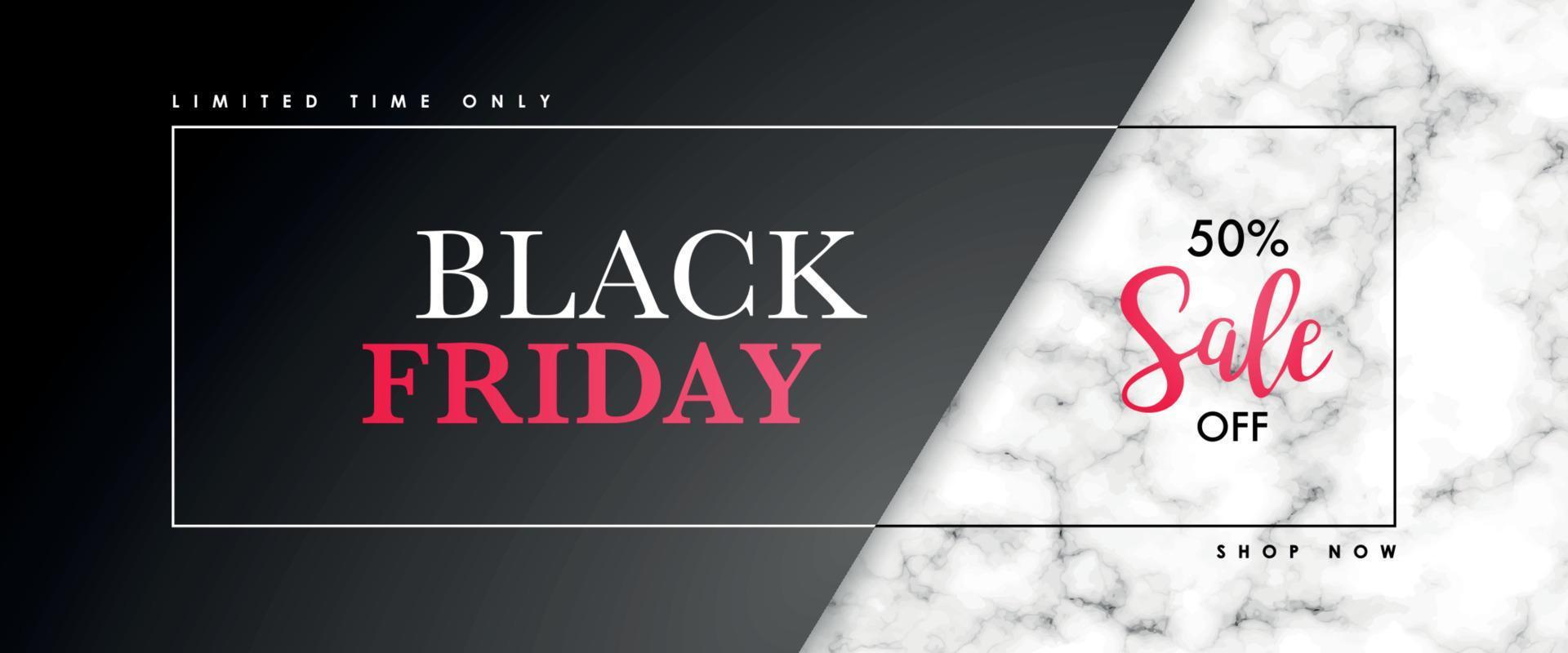 black friday-verkoopbanner met marmeren textuur en tekst. vector