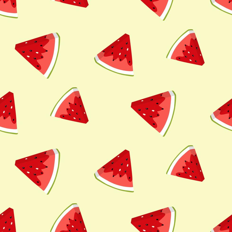 zomer naadloos patroon met plakjes watermeloen. vectorachtergrond. kleurrijke print voor behang, achtergrond, stof, enz. vector