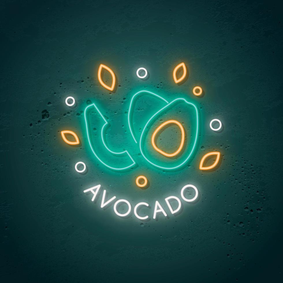 neon avocado teken. vector