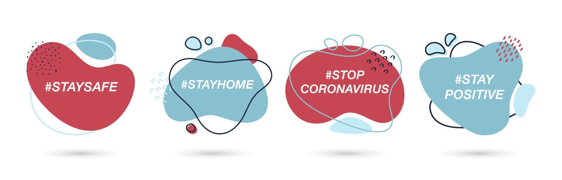 coronavirus hashtags ingesteld om de verspreiding van het coronavirus te voorkomen. vector